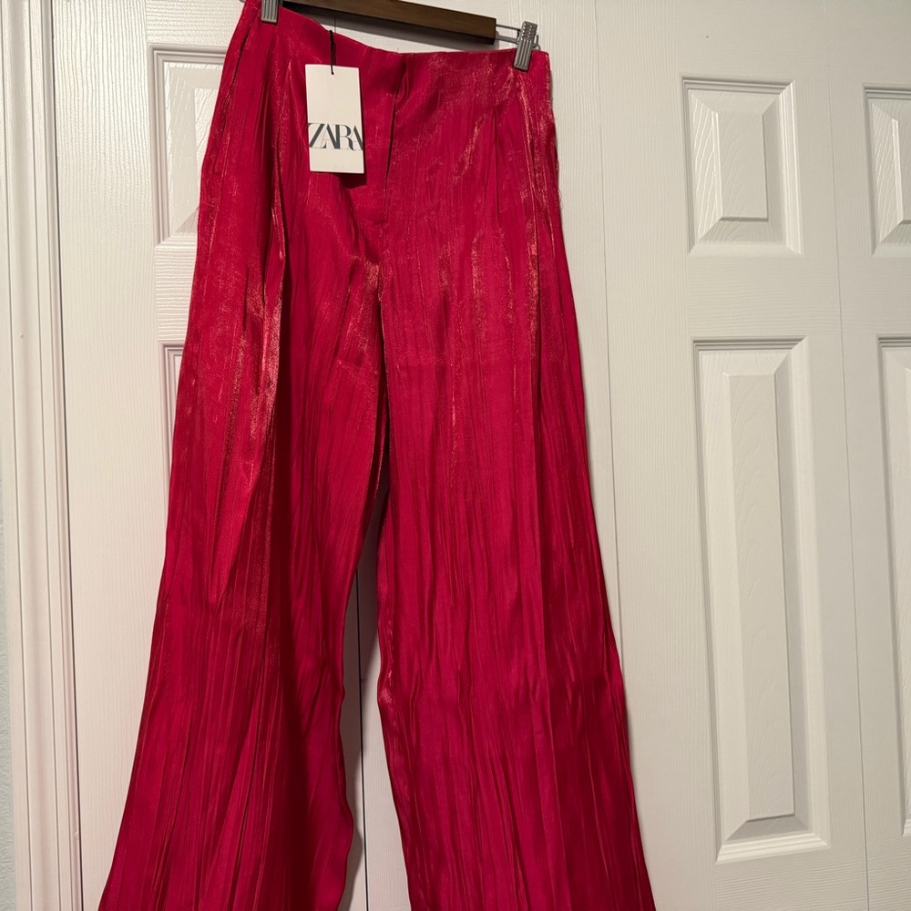 Zara Bold Red Flowing Trousers